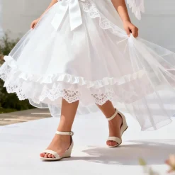 Girls’ Sparkly Wedge Sandals with Cushioned Heel