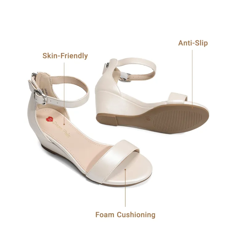 Girls’ Sparkly Wedge Sandals with Cushioned Heel