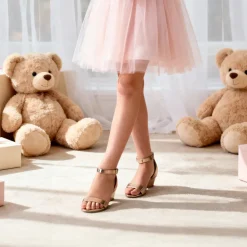Girls’ Sparkly Wedge Sandals with Cushioned Heel