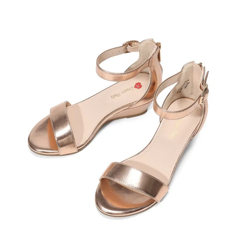 Girls’ Sparkly Wedge Sandals with Cushioned Heel