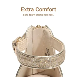 Girls’ Sparkly Wedge Sandals with Cushioned Heel