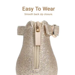 Girls’ Sparkly Wedge Sandals with Cushioned Heel