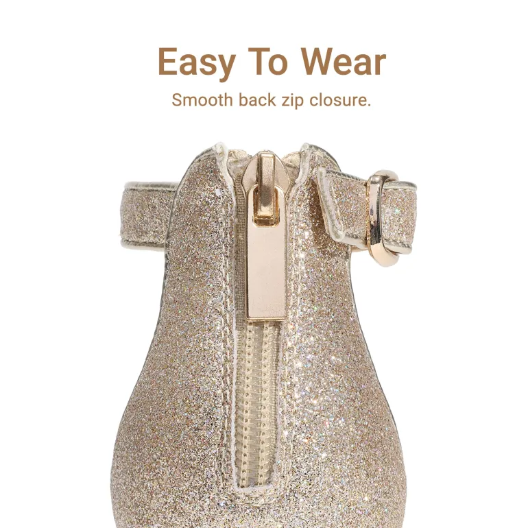 Girls’ Sparkly Wedge Sandals with Cushioned Heel
