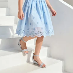 Girls’ Sparkly Wedge Sandals with Cushioned Heel