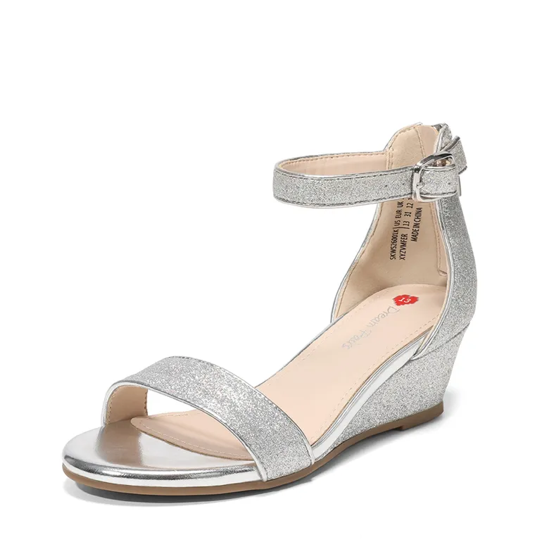 Girls’ Sparkly Wedge Sandals with Cushioned Heel