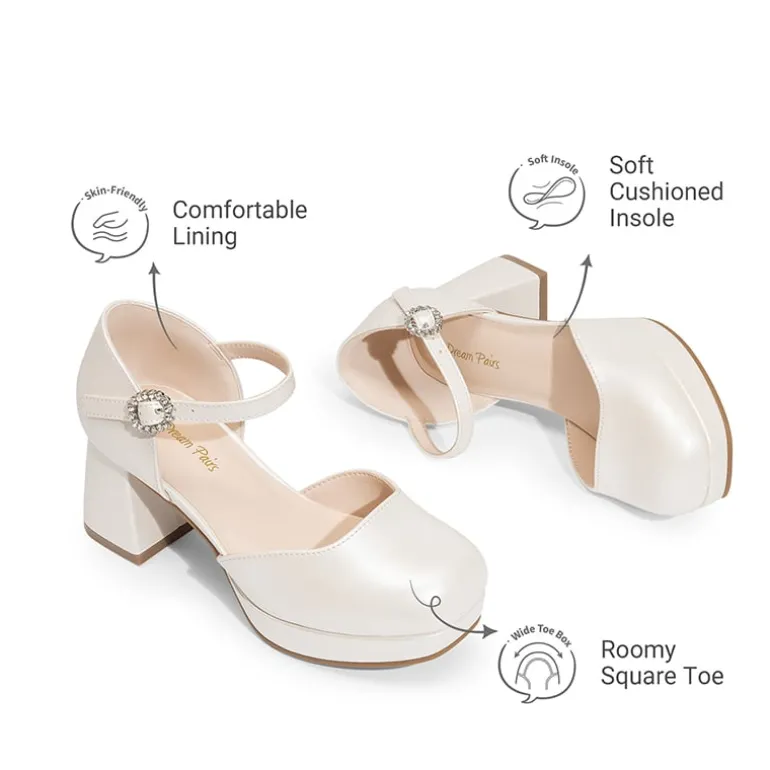 Girls’ Square Toe Adjustable Strap Dress Shoes