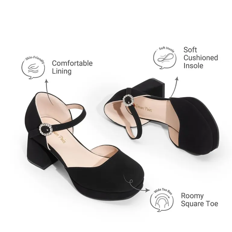 Girls’ Square Toe Adjustable Strap Dress Shoes
