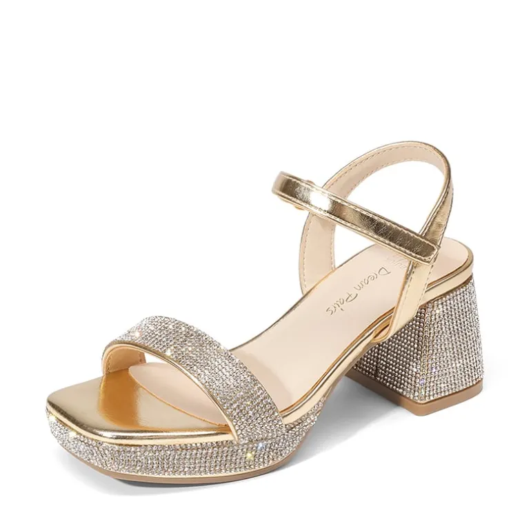 Girls’ Square Toe Block Heel Dress Sandals