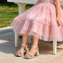 Girls’ Square Toe Block Heel Dress Sandals