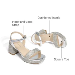 Girls’ Square Toe Block Heel Dress Sandals