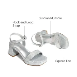 Girls’ Square Toe Block Heel Dress Sandals
