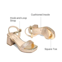 Girls’ Square Toe Block Heel Dress Sandals