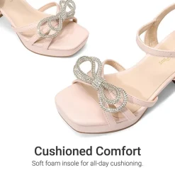 Girls’ Square Toe Dress Heels with Sparkling Bow