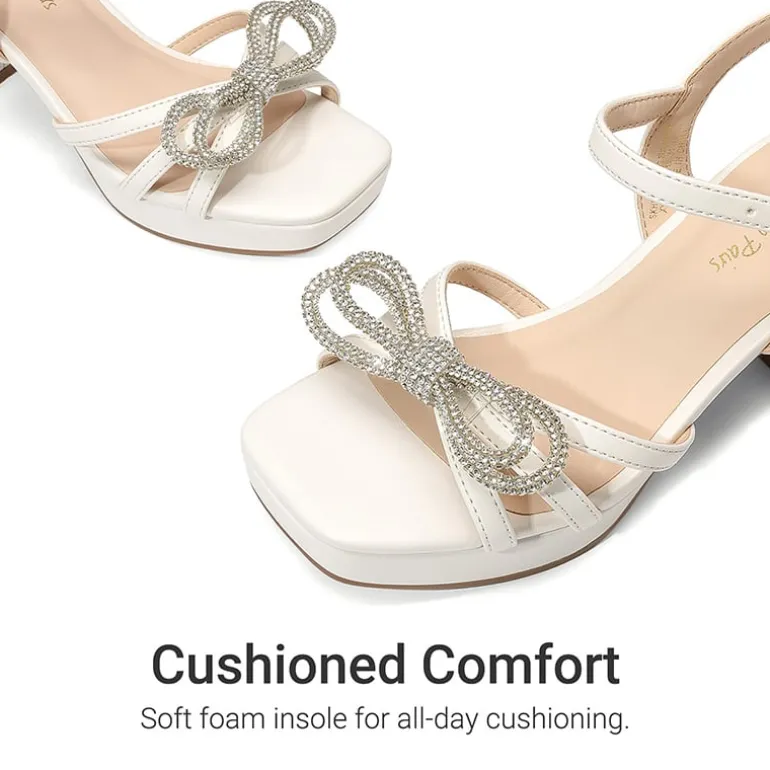 Girls’ Square Toe Dress Heels with Sparkling Bow