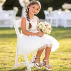 Girls’ Square Toe Dress Heels with Sparkling Bow