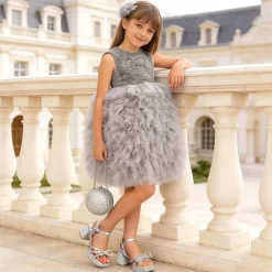 Girls’ Square Toe Dress Heels with Sparkling Bow