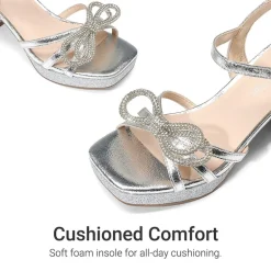 Girls’ Square Toe Dress Heels with Sparkling Bow