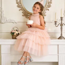 Girls’ Square Toe Dress Heels with Sparkling Bow