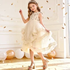 Girls’ Square Toe Dress Heels with Sparkling Bow