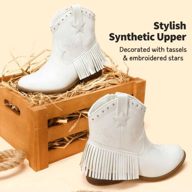 Girls Star Pattern Western Cowgirl Boots