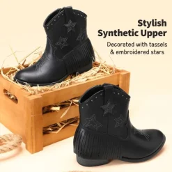 Girls Star Pattern Western Cowgirl Boots