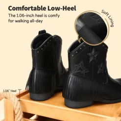Girls Star Pattern Western Cowgirl Boots