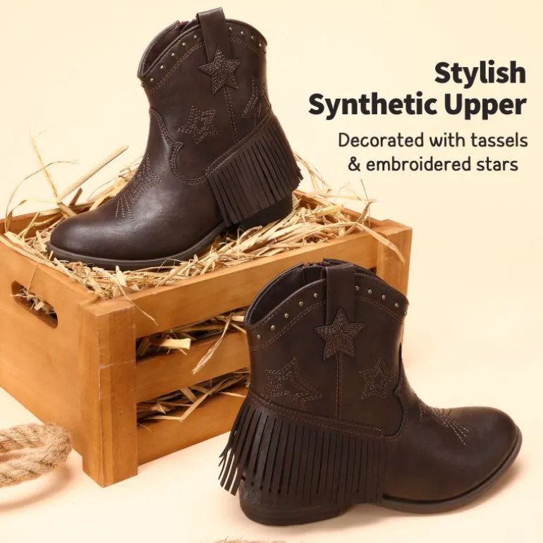 Girls Star Pattern Western Cowgirl Boots