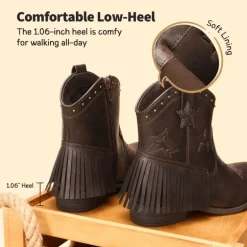 Girls Star Pattern Western Cowgirl Boots