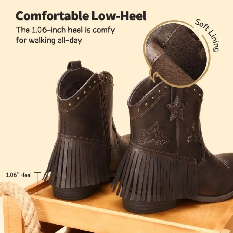 Girls Star Pattern Western Cowgirl Boots