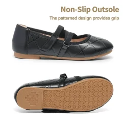 Girls Stitched Detail Elastic Crossover Straps Flats