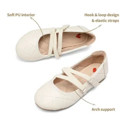 Girls Stitched Detail Elastic Crossover Straps Flats