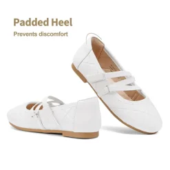 Girls Stitched Detail Elastic Crossover Straps Flats