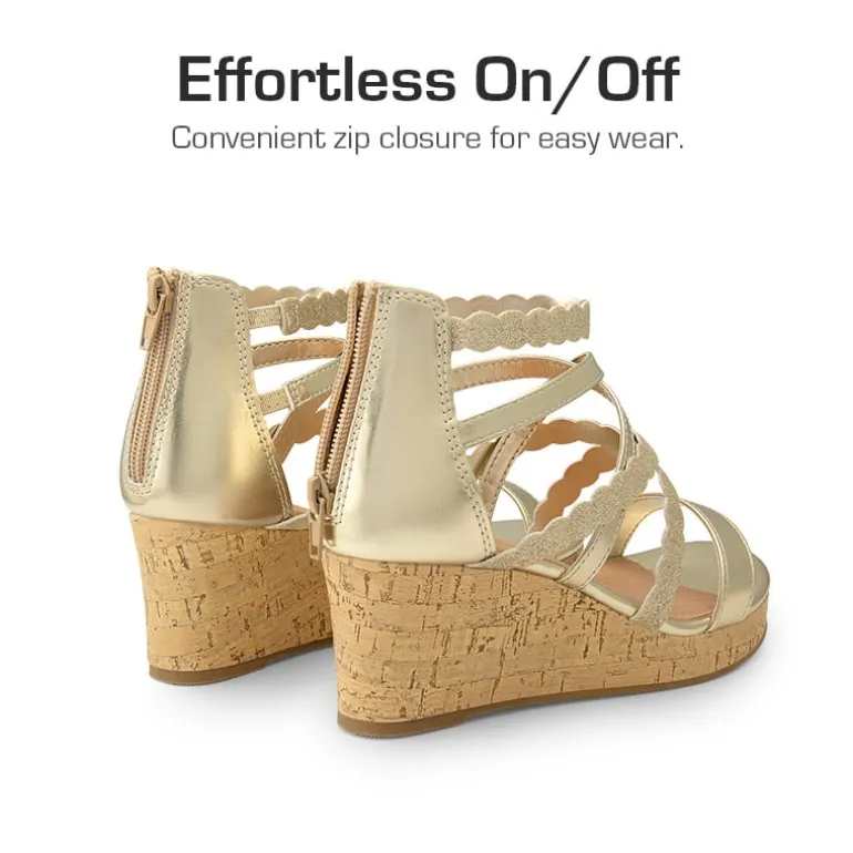 Girls' Strappy Wedge Sandals