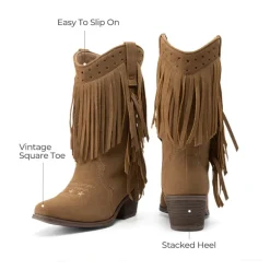 Girls’ Tassel Star Western Cowgirl Boots