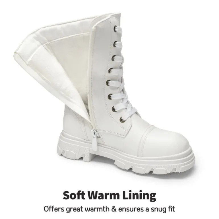 Girls Vegan Leather Combat Ankle Boots