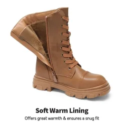 Girls Vegan Leather Combat Ankle Boots