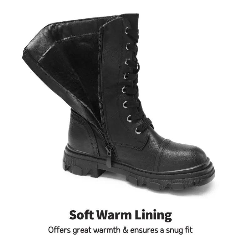 Girls Vegan Leather Combat Ankle Boots
