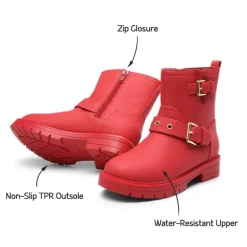 Girls Water-Resistant Zipper Ankle Boots