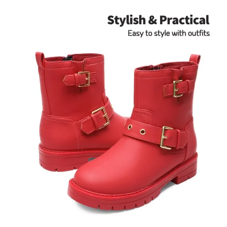 Girls Water-Resistant Zipper Ankle Boots