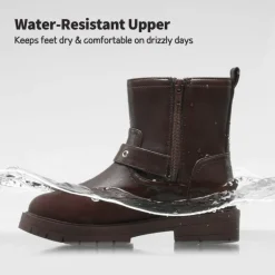 Girls Water-Resistant Zipper Ankle Boots