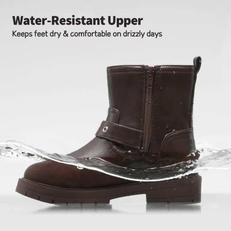 Girls Water-Resistant Zipper Ankle Boots