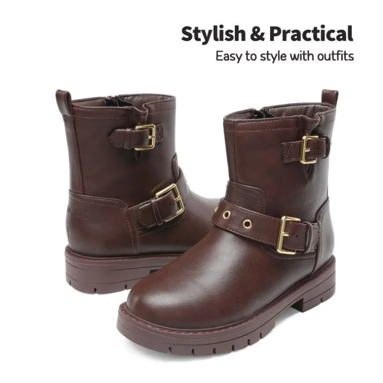 Girls Water-Resistant Zipper Ankle Boots
