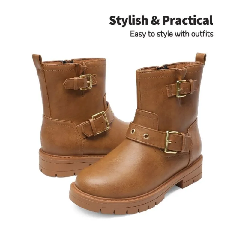 Girls Water-Resistant Zipper Ankle Boots