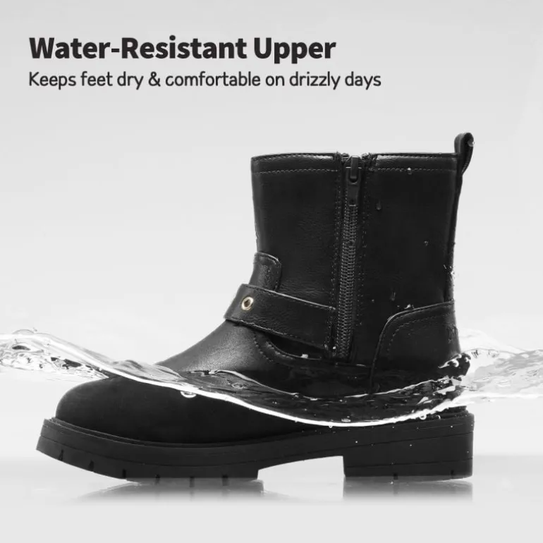 Girls Water-Resistant Zipper Ankle Boots