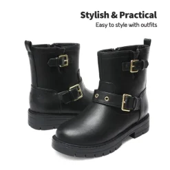 Girls Water-Resistant Zipper Ankle Boots