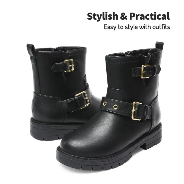 Girls Water-Resistant Zipper Ankle Boots