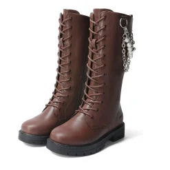 Girls Zipper Knee High Riding Boots