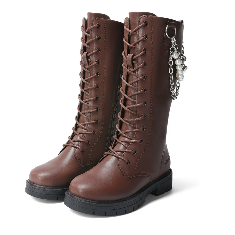 Girls Zipper Knee High Riding Boots