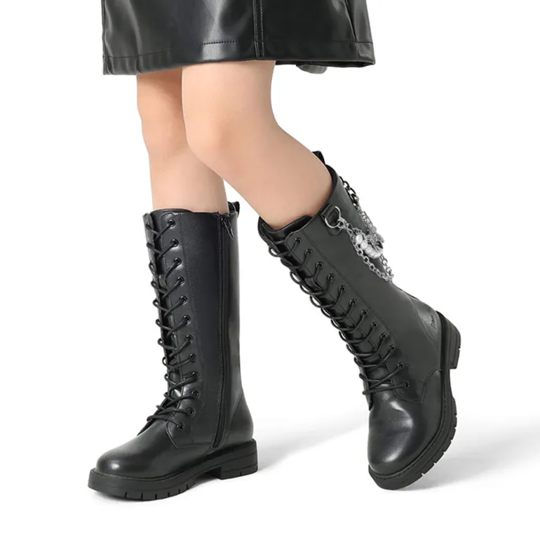 Girls Zipper Knee High Riding Boots
