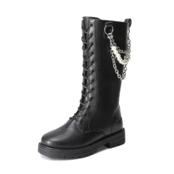 Girls Zipper Knee High Riding Boots